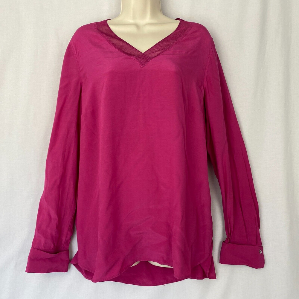 Soft Surroundings Alita Tunic Top Womens‎ Medium Magenta V Neck Slinky Viscose